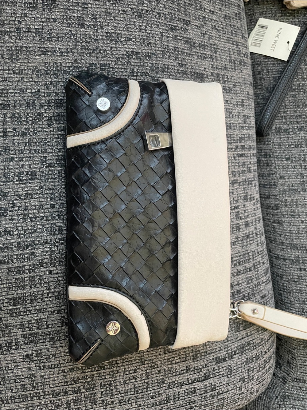 Simply Vera Vera Wang Black Woven Clutch with Cream Trim